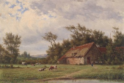 Landschaft mit Bauernhaus, Kühen und figürlicher Staffage von Jan Evert Morel